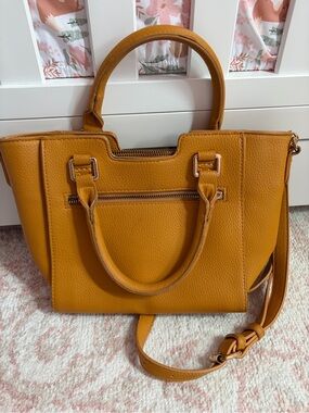 Madison West Mustard Structured Crossbody Satchel